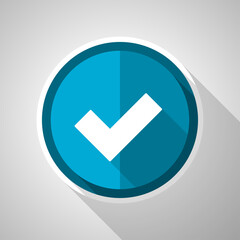 Fototapete - Accept symbol, flat design vector blue icon with long shadow