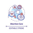 Abortion care concept icon. Unwanted pregnancy. Abortion access. Healthy woman. Sexual health. Reproductive choice abstract idea thin line illustration. Isolated outline drawing. Editable stroke