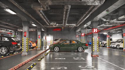 parking garage area 3d illustration