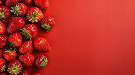 Wall Mural - Ripe strawberry mockup and copy space with a gradient background, generative AI