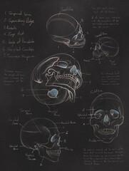 Human skull poster sketches 