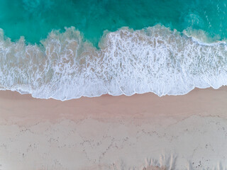 Wall Mural - Aerial view of beach with waves and whitewash. Western Australian Beach