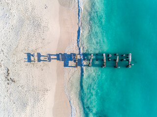 Wall Mural - Aerial view of old jetty in Jurien Bay, Western Australia. 