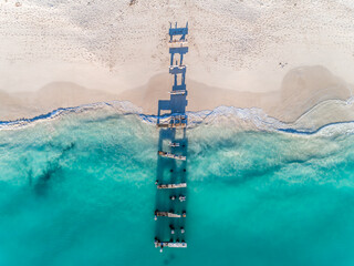 Wall Mural - Aerial view of old jetty in Jurien Bay, Western Australia. 