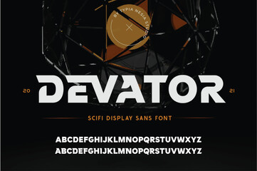 DEVATOR Digital modern alphabet font. Creative abstract urban, futuristic, fashion, sport, minimal technology typography. Simple vector illustration
