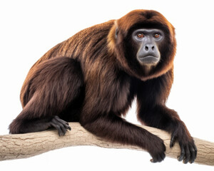 Wall Mural - photo of howler monkey isolated on white background. Generative AI