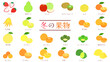冬の果物のイラストセット。フラットなベクターイラスト。 Illustration set of winter fruits. Flat designed vector illustration.