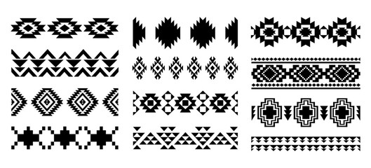 aztec navajo borders set southwestern art symbols