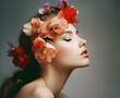 © Boadicea - Beautiful young woman with floral wreath. AI generated image.