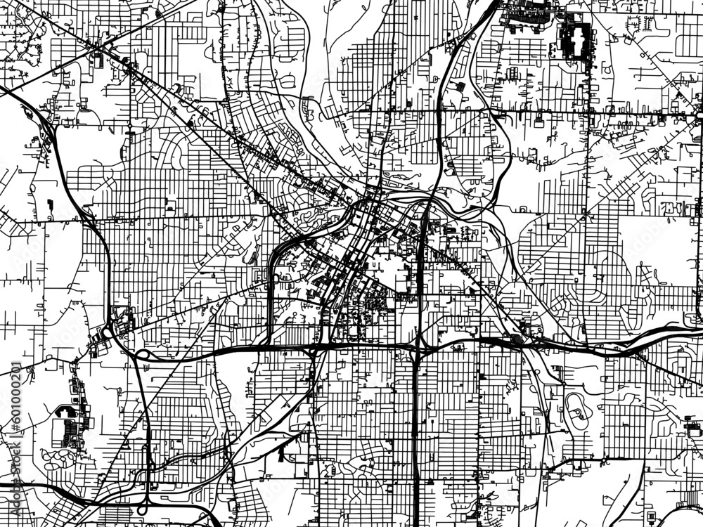 Vector road map of the city of  Akron Ohio in the United States of America on a white background.