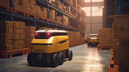 Aufkleber - Autonomous Robot transportation .Futuristic technologies of the future. Generative AI