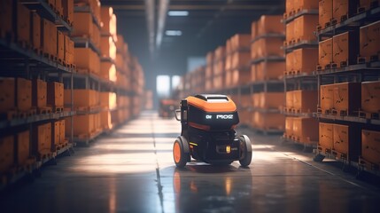 Aufkleber - Autonomous Robot transportation .Futuristic technologies of the future. Generative AI