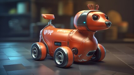 Aufkleber - A robot dog is in a robot factory.Futuristic technologies of the future. Generative AI
