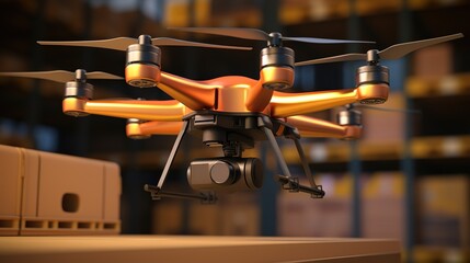 Poster - Drone with a camera. Futuristic technologies of the future. Generative AI