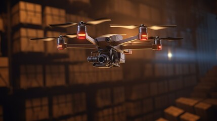 Poster - Drone with a camera. Futuristic technologies of the future. Generative AI
