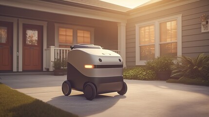 Aufkleber - Autonomous Robot transportation .Futuristic technologies of the future. Generative AI