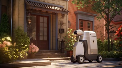 Aufkleber - Autonomous Robot transportation .Futuristic technologies of the future. Generative AI