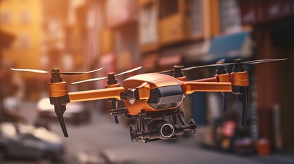 Poster - Delivery drone in warehouse. Futuristic technologies of the future. Generative AI