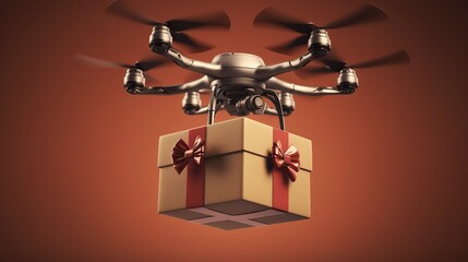 Poster - Delivery drone in warehouse. Futuristic technologies of the future. Generative AI