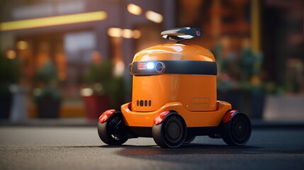 Poster - Autonomous Robot transportation. Futuristic technologies of the future. Generative AI