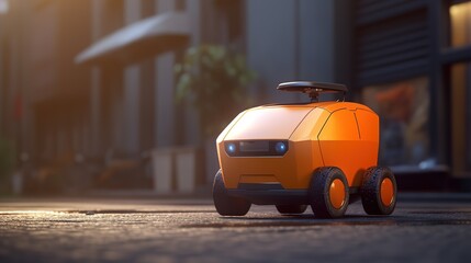 Poster - Autonomous Robot transportation. Futuristic technologies of the future. Generative AI