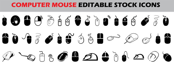 Wall Mural - A vector illustrating of a mouse. On a white background, a group of computer mouse icons. Vector icon for a computer mouse