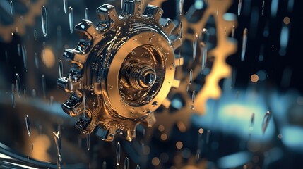 Leinwandbilder - Abstract giving with cogwheels.Low-poly style. Abstract neon frame style. Generative AI
