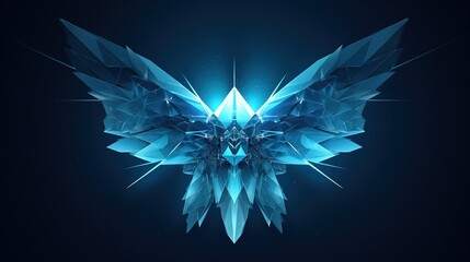 Sticker - Abstract wings. Low-poly style. Abstract neon frame style. Generative AI