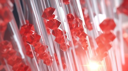 Aufkleber - Low poly medical tube icon with blood and falling drops of blood.Abstract neon frame style. Generative AI