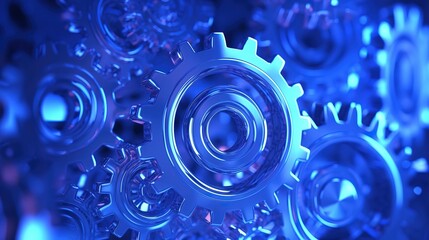 Leinwandbilder - Abstract giving with cogwheels.Low-poly style. Abstract neon frame style. Generative AI