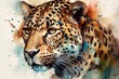 Leopard panther animal watercolor painting abstract