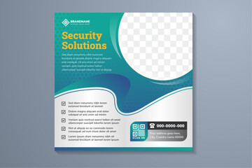 Wall Mural - security solutions social media post trusted service web banner or square layout flyer template desi