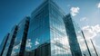 © vadymstock - Beauty of glass architecture with a blue sky. AI generative.
