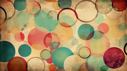 Vintage style retro background with circles grunge paper. AI generative.