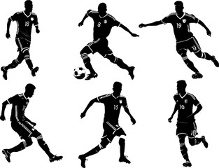 Soccer players silhouettes, vector set