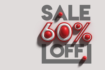 Wall Mural - 60% OFF Sale Discount Banner. Discount offer price tag.
