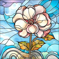 Wall Mural - Whimsical flower. Stained glass collection. 