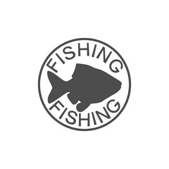 Sticker - Fishing word with fish icon isolated on transparent background