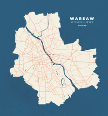 Sticker - Warsaw map vector poster flyer