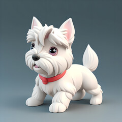 Wall Mural - illustration of funny cute dog  West Highland White Terrier. Generative AI