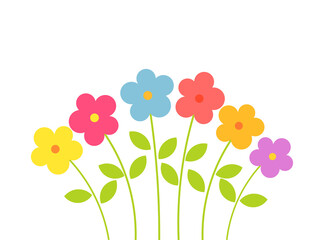 Wall Mural - colorful flowers on transparent background. png illustration,