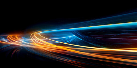 Wall Mural - abstract long exposure dynamic speed light trails background. generative ai