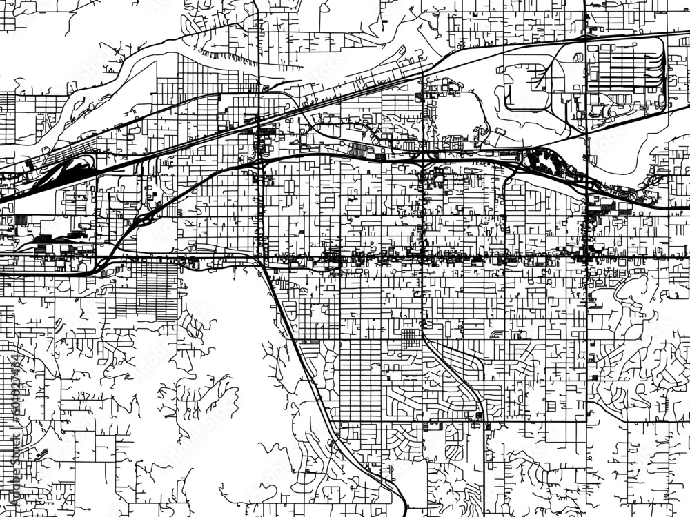 Vector road map of the city of  Spokane Valley Washington in the United States of America on a white background.