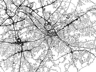 Vector road map of the city of  Spartanburg South Carolina in the United States of America on a white background.