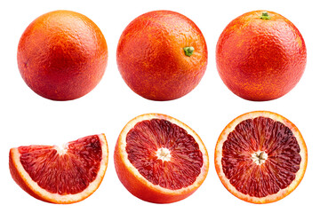 Wall Mural - red blood orange, isolated on white background, full depth of field