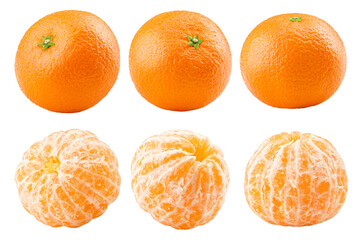 Wall Mural - mandarin, tangerine, isolated on white background, full depth of field