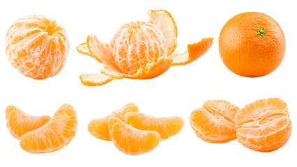 Canvas Print - mandarin, tangerine, isolated on white background, full depth of field