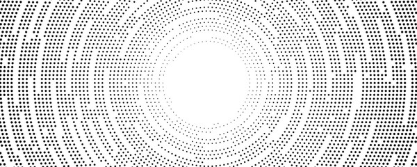 Abstract circles of black particles on white background. Circular sound wave. Big data visualization. Futuristic background of dots. Vector illustration.