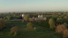 Establishing Circling Aerial Shot Over The Greenwich Observatory And Prime Meridian