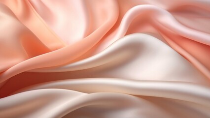 Wall Mural - light pale tender peach pink beige white silk satin fabric. elegant luxury abstract background for d